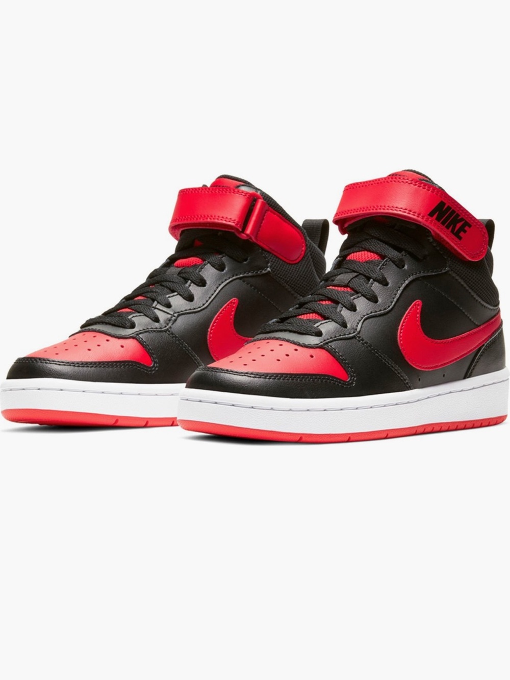 Nike Kids court borough Mid-Top Sneakers in Black and Red